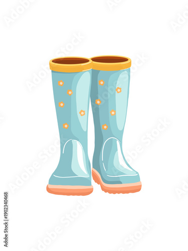 Spring Rubber Boots Hand Drawn Illustration