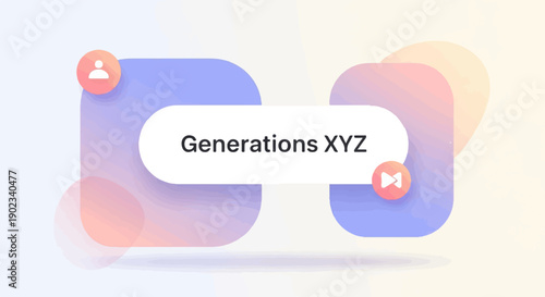 Modern abstract background with text and icons representing generations