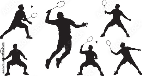 Silhouettes of Badminton Players in Action, Capturing the Dynamic Movements and Athleticism of the Sport
