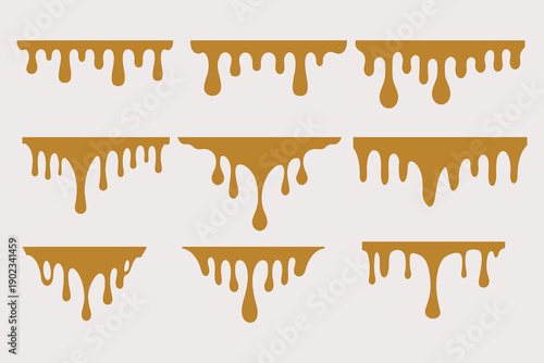 Orange liquid and dripping paint silhouettes set. Black dripping ink. ink seamless pattern. Liquids dripping paint drop vector illustration. Eps 10