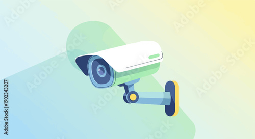 Modern security camera with a sleek design in pastel colors