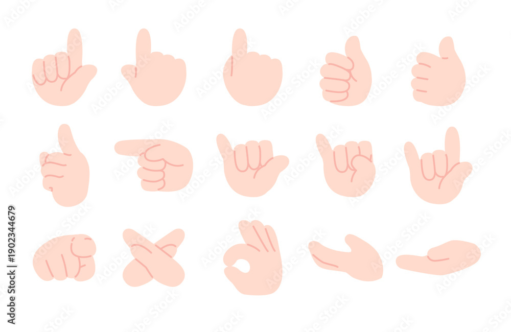 Obraz premium Vector flat hand gestures and counting fingers set