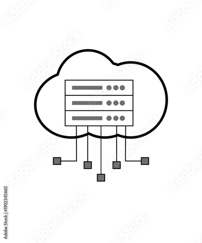 データストレージのアイコン(クラウドサーバー)：Data storage (Cloud server)