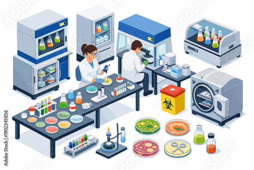 Scientists working in a modern laboratory with advanced equipment and experiments