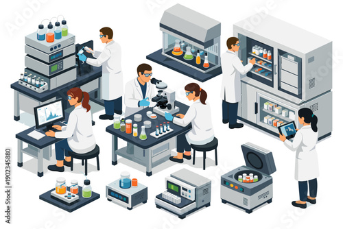 Scientists working in a modern laboratory with advanced equipment and technology