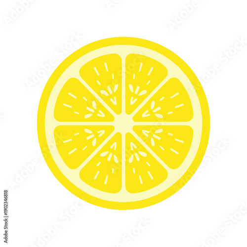 Lemon Slice Icon Flat Yellow Citrus Fruit Graphic