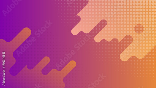 Vibrant gradient background featuring fluid rounded shapes and dynamic halftone dot patterns. Modern colorful design for creative digital projects.