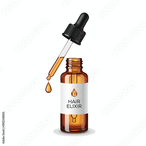 Amber Bottle with Hair Serum Drops