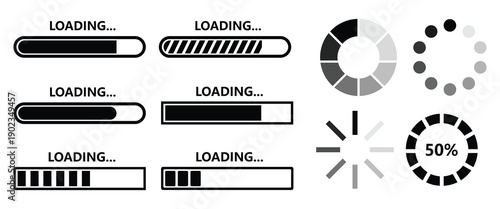  system interface loading, progress indicator icons