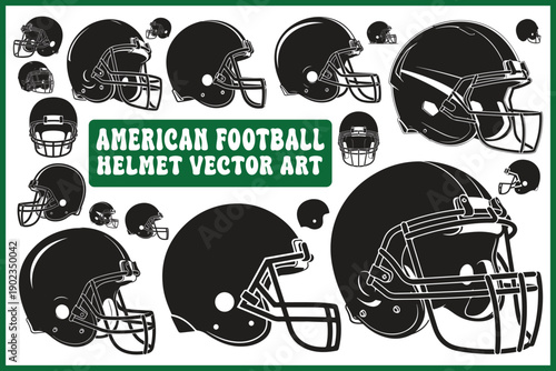 American Football Helmet Vector Art Collection Illustration