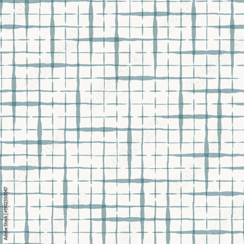 Seamless vector pattern baby white loose plaid weave seamless pattern background. Fibre look woven textural backdrop. Rustic kitchen decor traditional layout, cottagecore aesthetics for baby nursery.