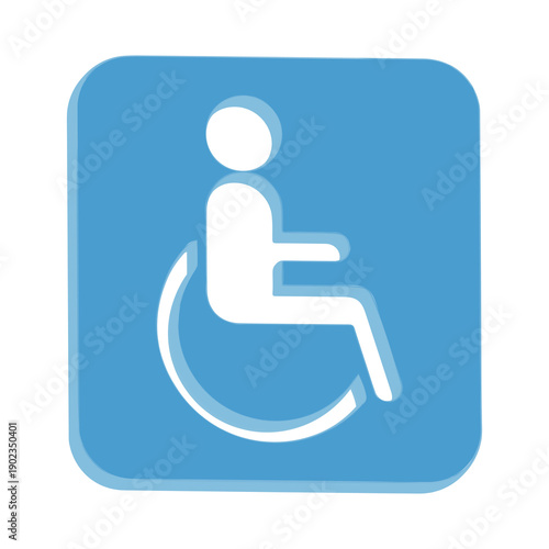 3D Blue Accessibility Wheelchair Icon Transparent Background