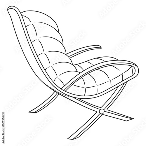 A modern and stylish white chair with a curved backrest and crossed legs