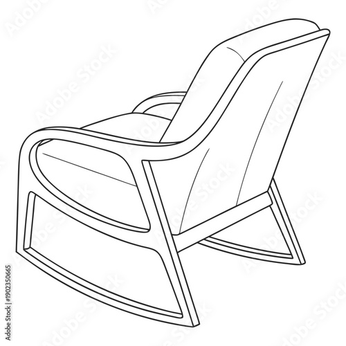 A modern rocking chair with a sleek design and comfortable cushioned seat.