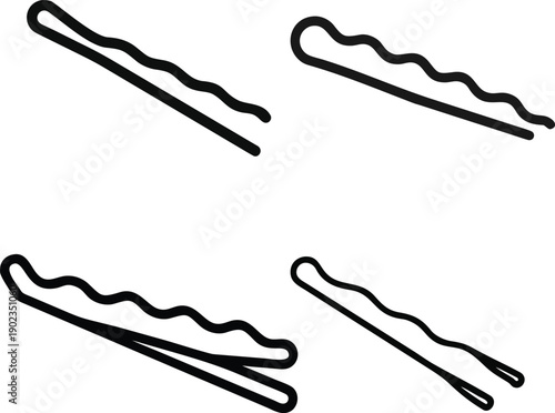 Assortment of bobby pins with wavy designs, essential hair accessories in various forms for styling
