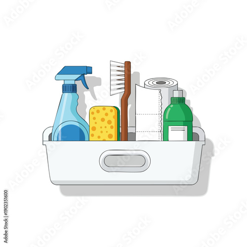 Cleaning Supplies in a Container