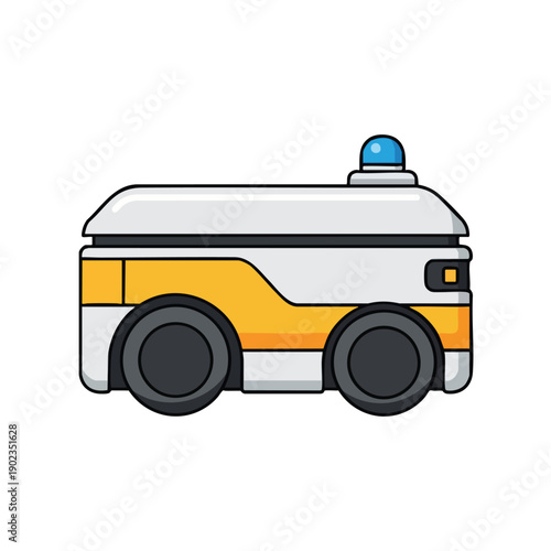 Illustration of a futuristic security robot vehicle