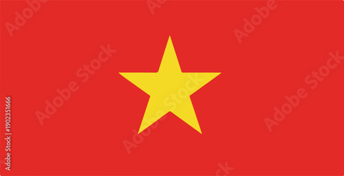 National flag of vietnam featuring a yellow five pointed star on white background