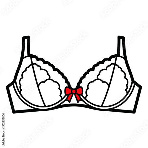 White bra with red bow, graphic illustration