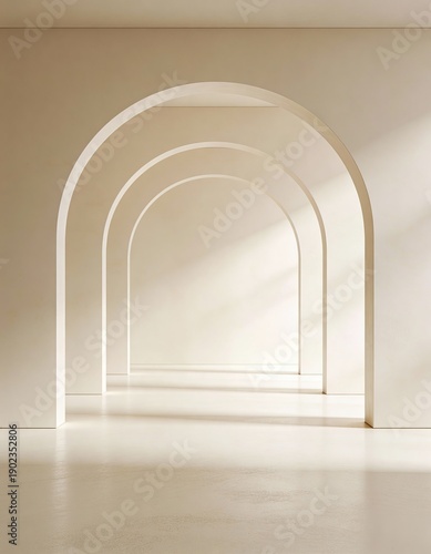 Wallpaper Mural Minimalist Cream Arched Corridor Background with Soft Lighting for Aesthetic Architectural Product Mockup Torontodigital.ca