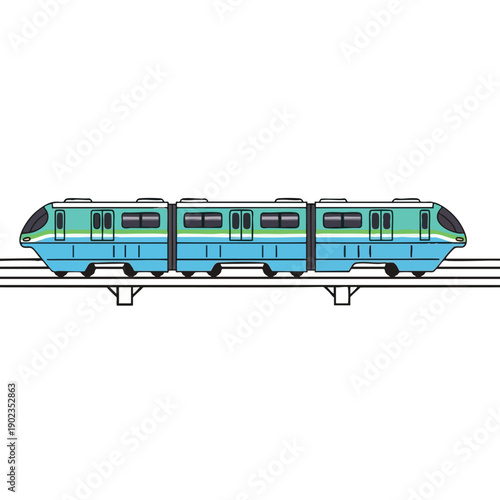 Modern Train on Tracks