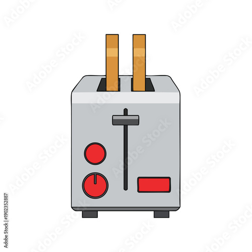 Gray Toaster with Toast Sticking Out