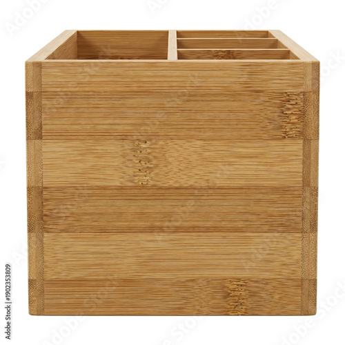 Tableau sur toile Bamboo wood desk organizer with multiple compartments