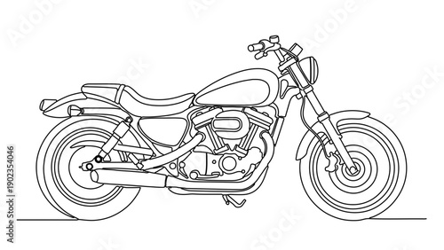 A minimalist line art illustration of a motorcycle in a sleek, modern design style
