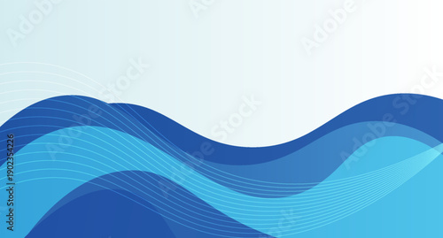 Minimal blue and white business banner background. abstract blue wave background. Template use for banner, cover, poster, wallpaper, design with space for text.