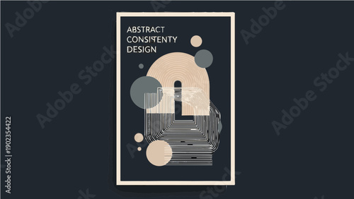 A modern abstract design illustration with geometric shapes and lines on a dark background