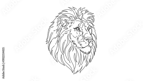 A minimalist line art illustration of a lion's head in a simple yet majestic design