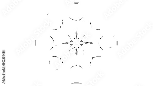 A minimalist vector graphic illustration of a stylized snowflake design