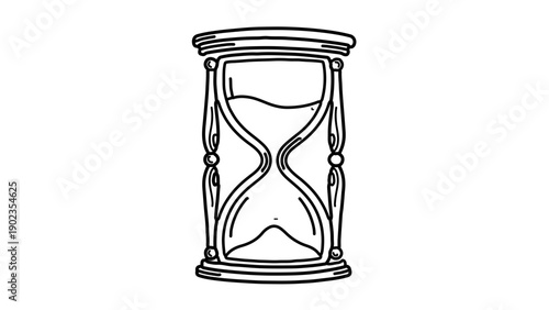 A minimalist line art illustration of an hourglass with a simple design