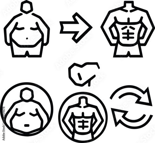 Bild auf Leinwand Abstract Geometric Icons: Fat to Six-Pack Journey