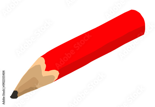 赤い短い鉛筆/Illustration of a short red pencil