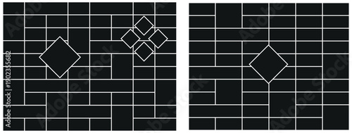 Collage frames for photo.  Black mosaic mood board grid collection. Picture frame composition. portfolio. Vector  illustration. 