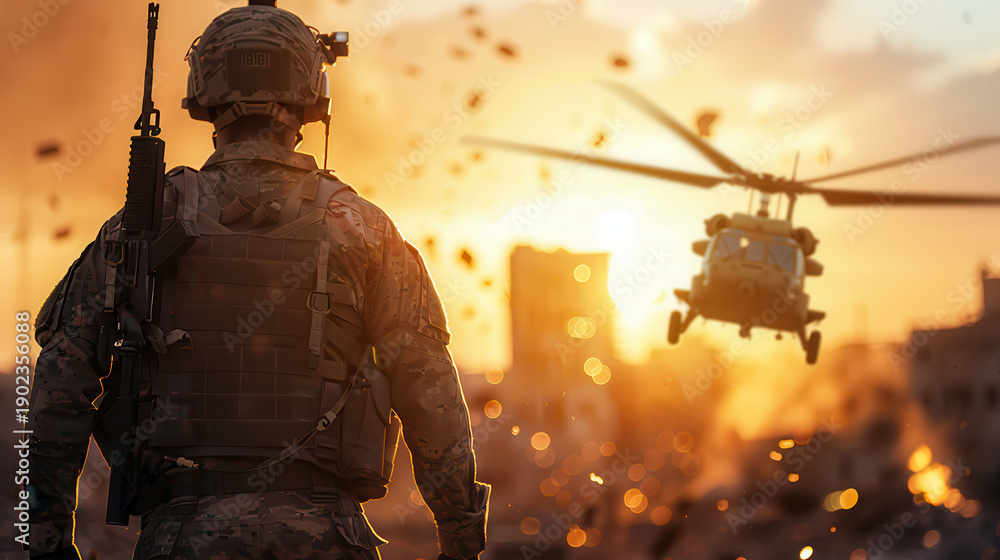 Naklejka premium The scene is chaotic and intense