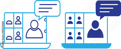 Virtual Meeting Icon Set Vector Collection. online meeting video conference icon set.  Vector illustration
