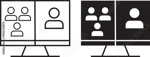 Virtual Meeting Icon Set Vector Collection. online meeting video conference icon set.  Vector illustration
