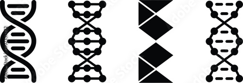 Genetic DNA helix icon collection, molecular science line symbols, vector set for biology, healthcare, research, and medical themes