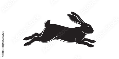 jumping Bunny silhouette vector,Leaping Bunny  vector icon,Simple bunny icon silhouette, geometric minimal shape, flat solid black, logo friendly, modern vector icon style, isolated
