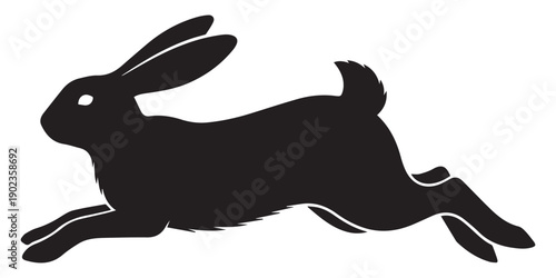 jumping Bunny silhouette vector,Leaping Bunny  vector icon,Simple bunny icon silhouette, geometric minimal shape, flat solid black, logo friendly, modern vector icon style, isolated