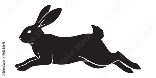 jumping Bunny silhouette vector,Leaping Bunny  vector icon,Simple bunny icon silhouette, geometric minimal shape, flat solid black, logo friendly, modern vector icon style, isolated