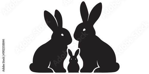 Rabbit silhouettes set, bunny sitting, hopping, jumping, eating, outline vector illustration, pet animal clipart, wildlife shape, domestic animal graphic,Simple bunny icon silhouette, geometric,