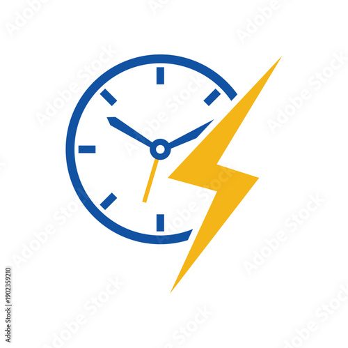 Flash time vector logo design. Thunder time logo icon vector.