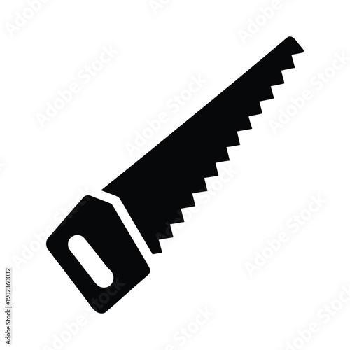 Hand saw. Woodworking hand tools silhouette icon.
