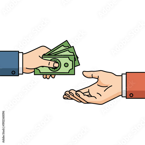 Giving Money Hand to Receiving Hand