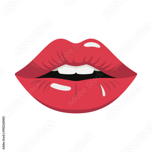 Red lips isolated on white background vector illustration
