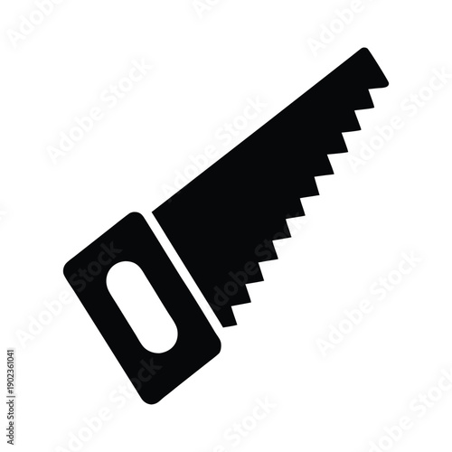Hand saw. Woodworking hand tools silhouette icon.