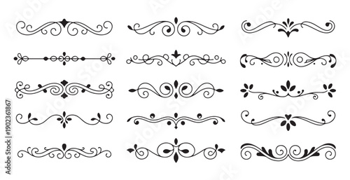 Vintage ornamental dividers collection of symmetrical calligraphic flourishes and decorative borders